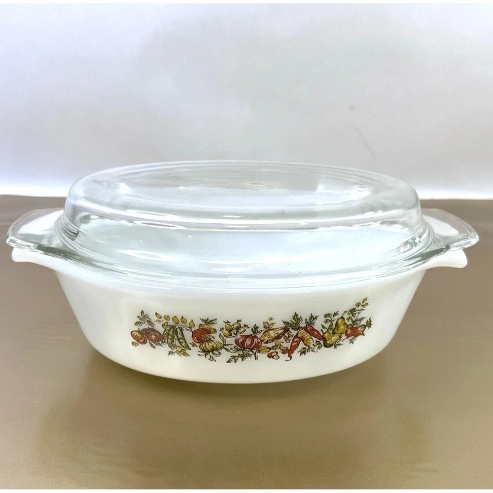 Vintage Anchor Hocking Fire King Harvest Vegetable 1.5 Qt Casserole Lid NOS